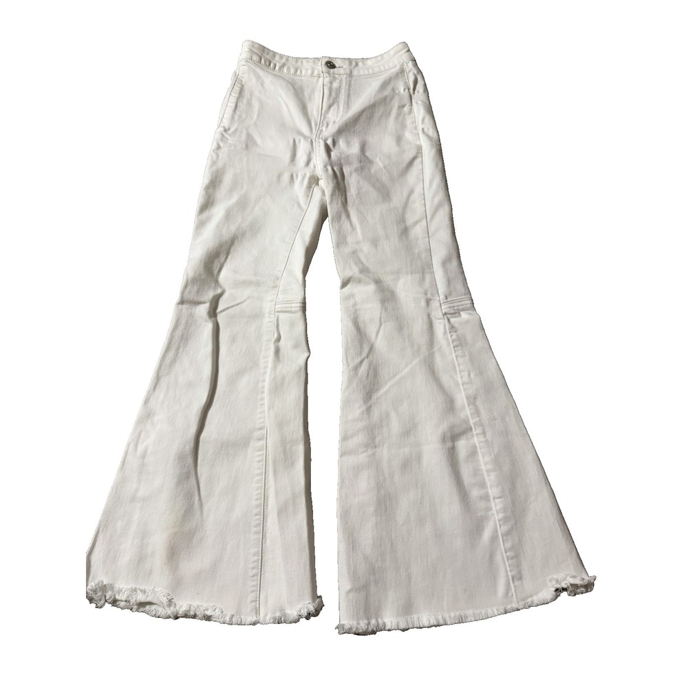 Free People Women's Size 25 White Denim Flare Jeans